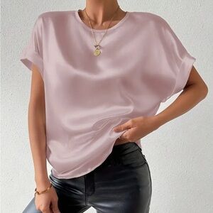 Silky Blush Pink Short Sleeve Top